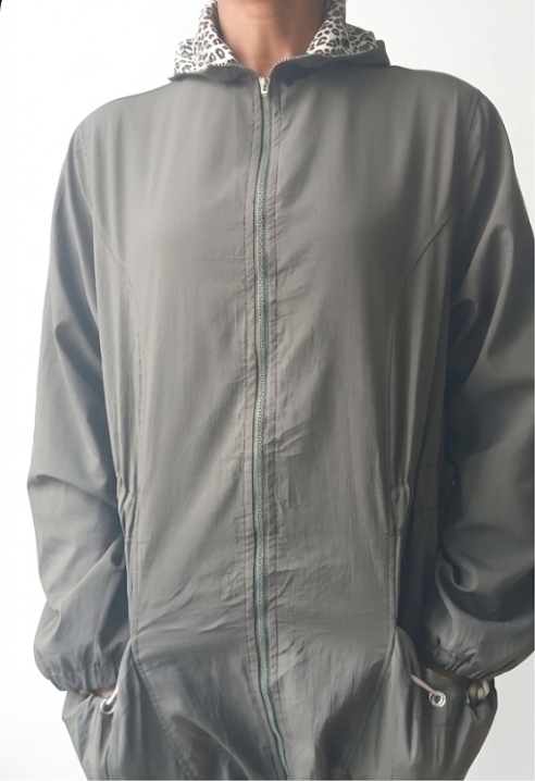 Khaki-Grey Lightweight Hooded Jacket