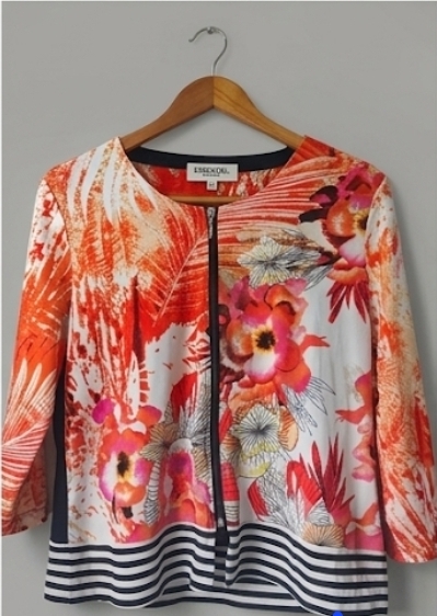 Floral & Striped Zip-Front Jacket