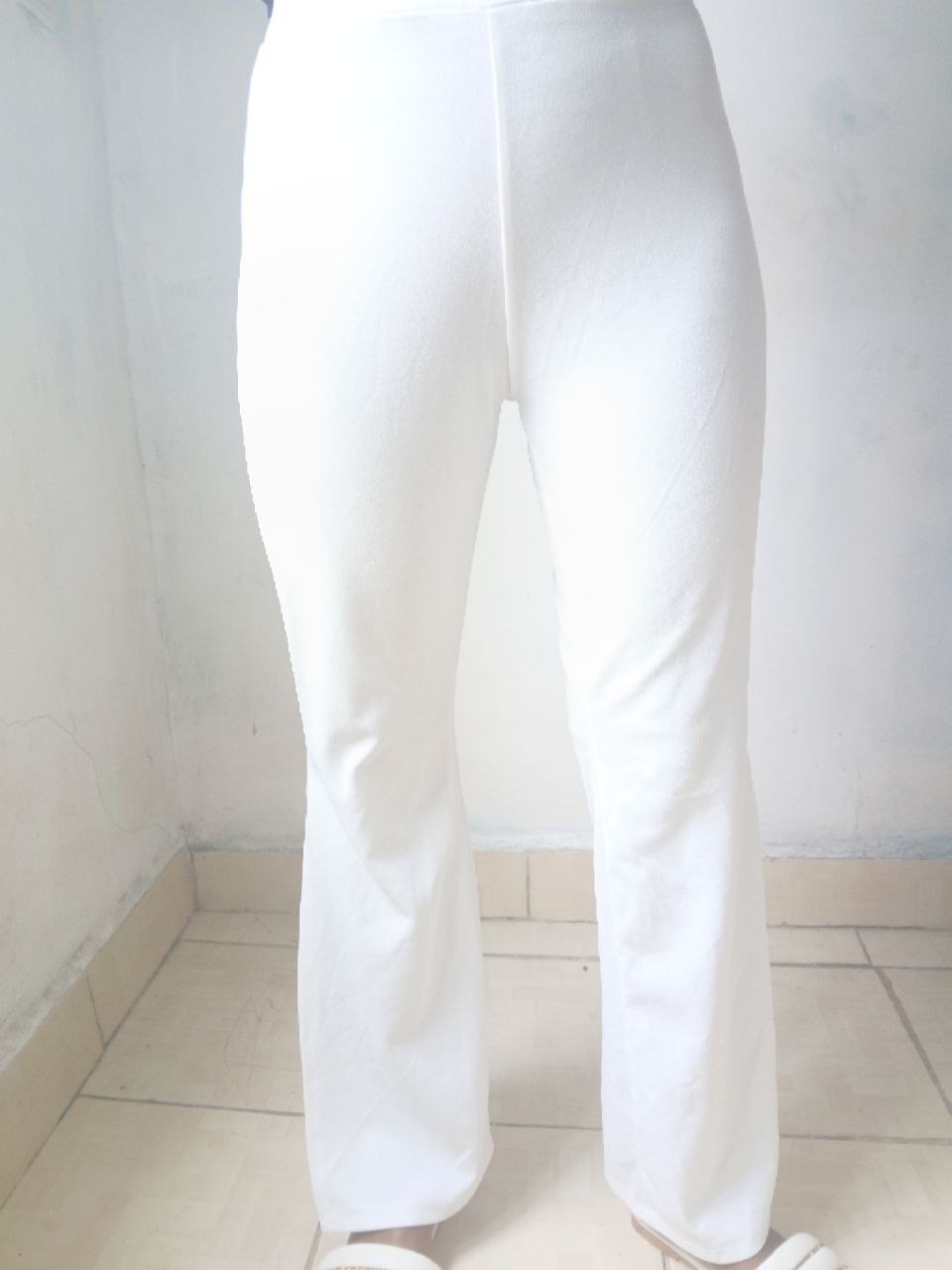 White Side-Slit Flare-Leg Pants
