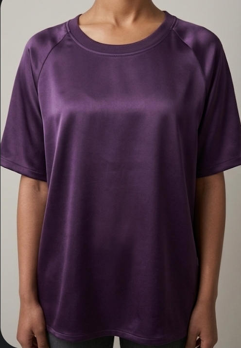 Purple Silky Raglan-Sleeve Top