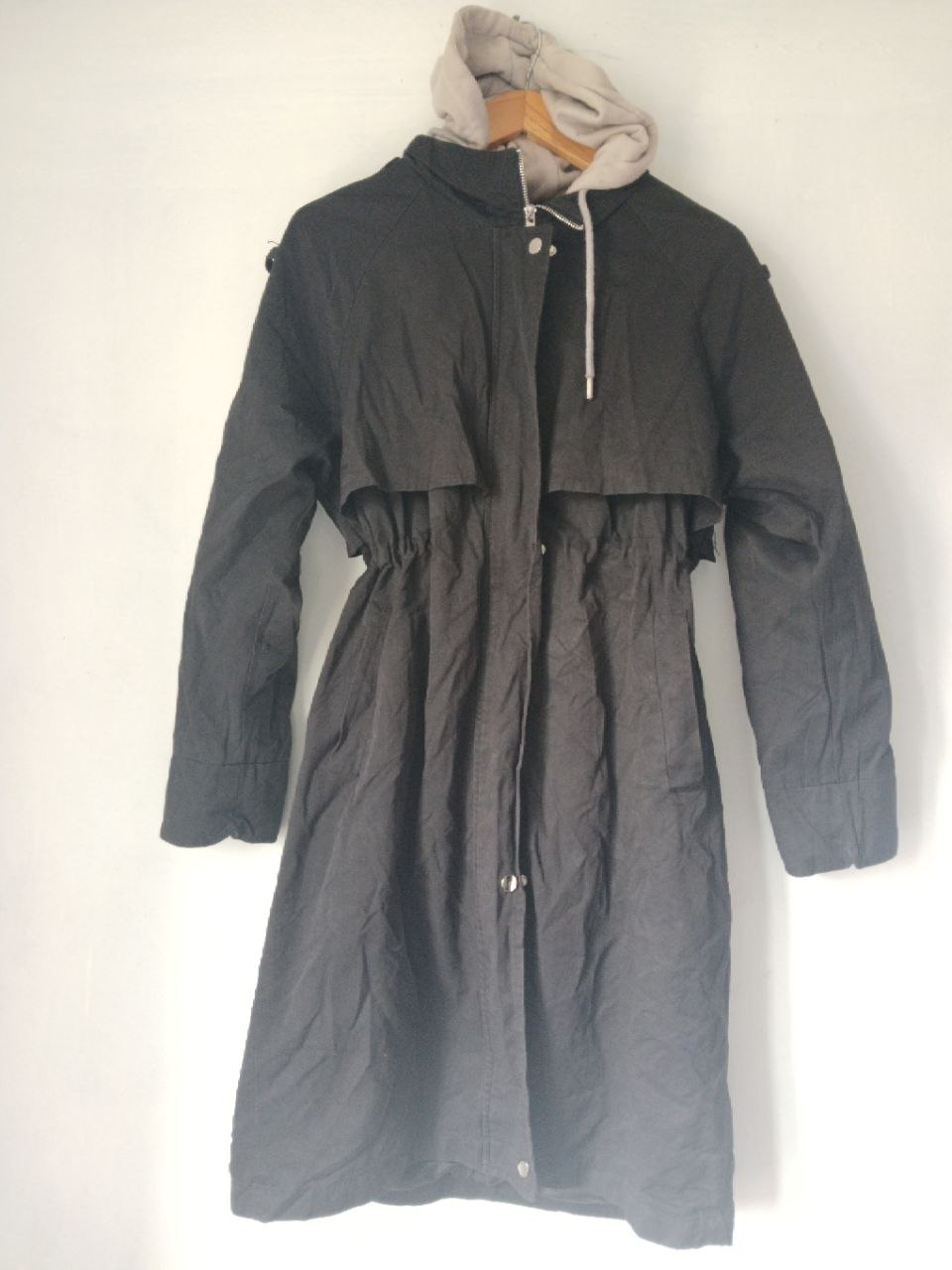 Silk-Blend Cinched-Waist Hooded Trench Coat