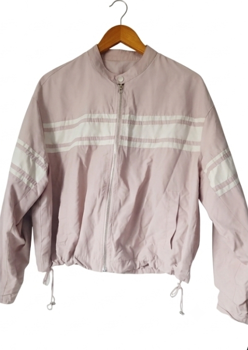 Pale Mauve and White Stripe Windbreaker Jacket